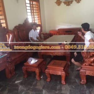 Bộ bàn ghế Minh Quốc Nghê Bảo Đỉnh Tay 12 – 6 món – gỗ Hương Đá