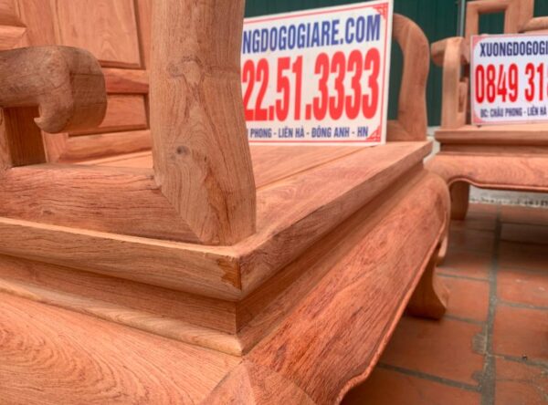 Bàn ghế sơn thuỷ chân 10 gỗ hương đá hàng dày vân vip