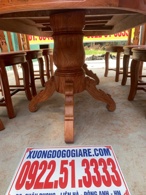 Bộ bàn ghế ăn 8 ghế gỗ hương đá đỏ mẫu cây đàn